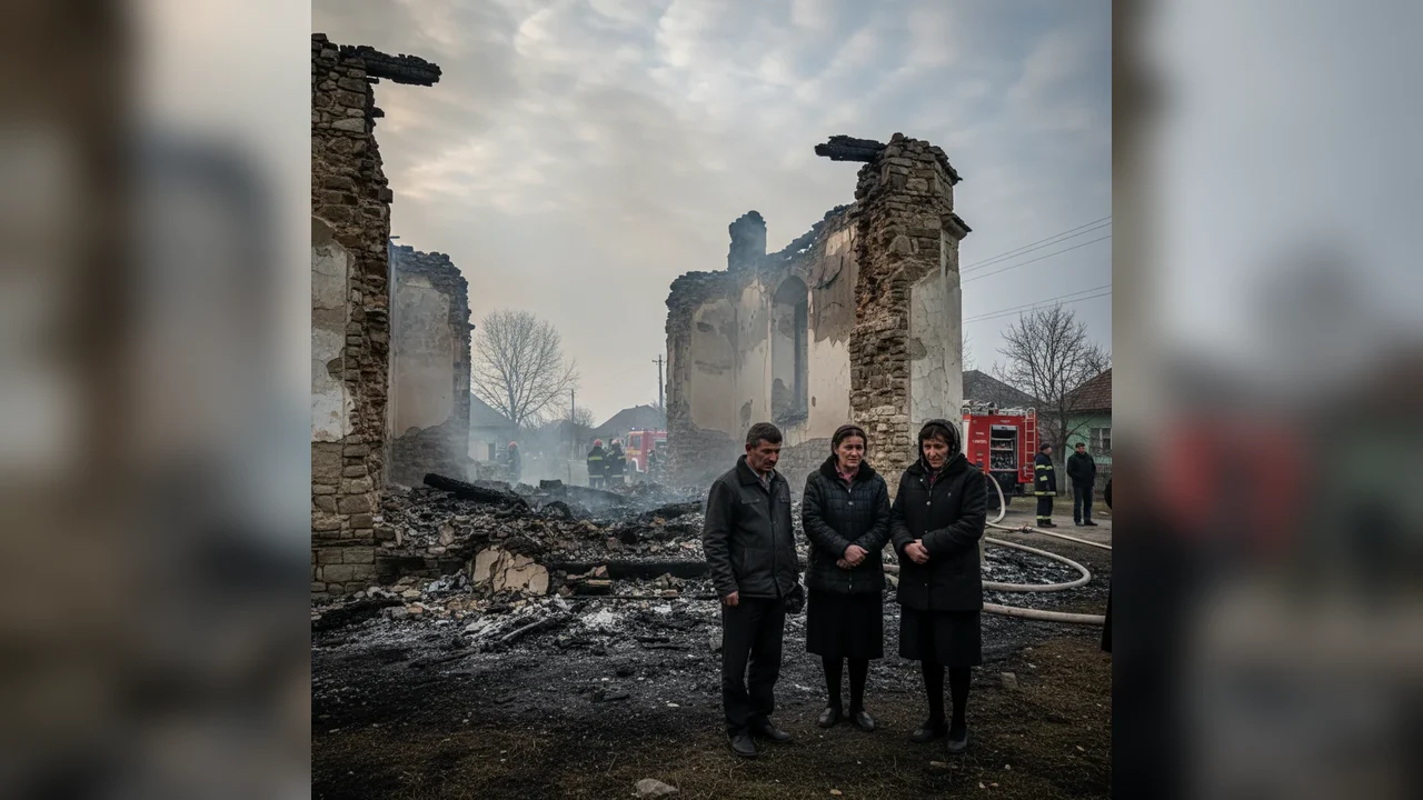Biserica veche din Lada, Teleorman, mistuită de flăcări. Apel la reconstrucție lansat de preot, anunțat la Alexandria