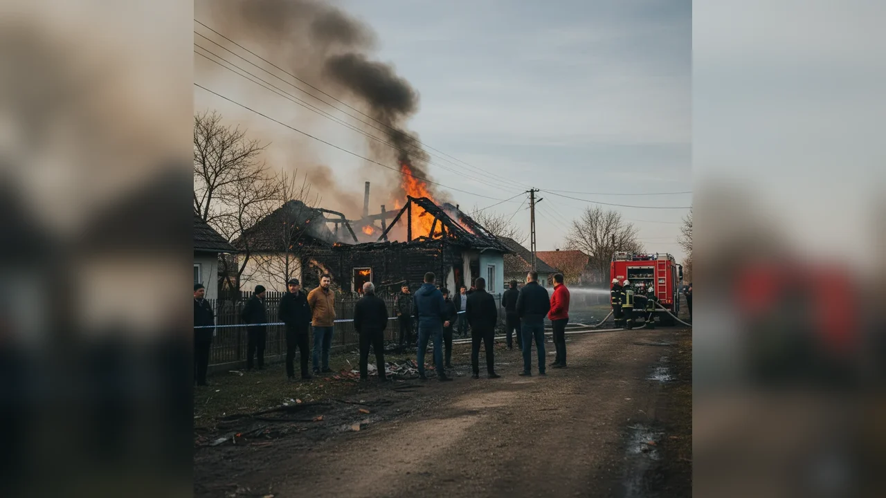 Casă distrusă de incendiu la Seaca, intervenție a pompierilor ISU Teleorman anunțată de la Alexandria
