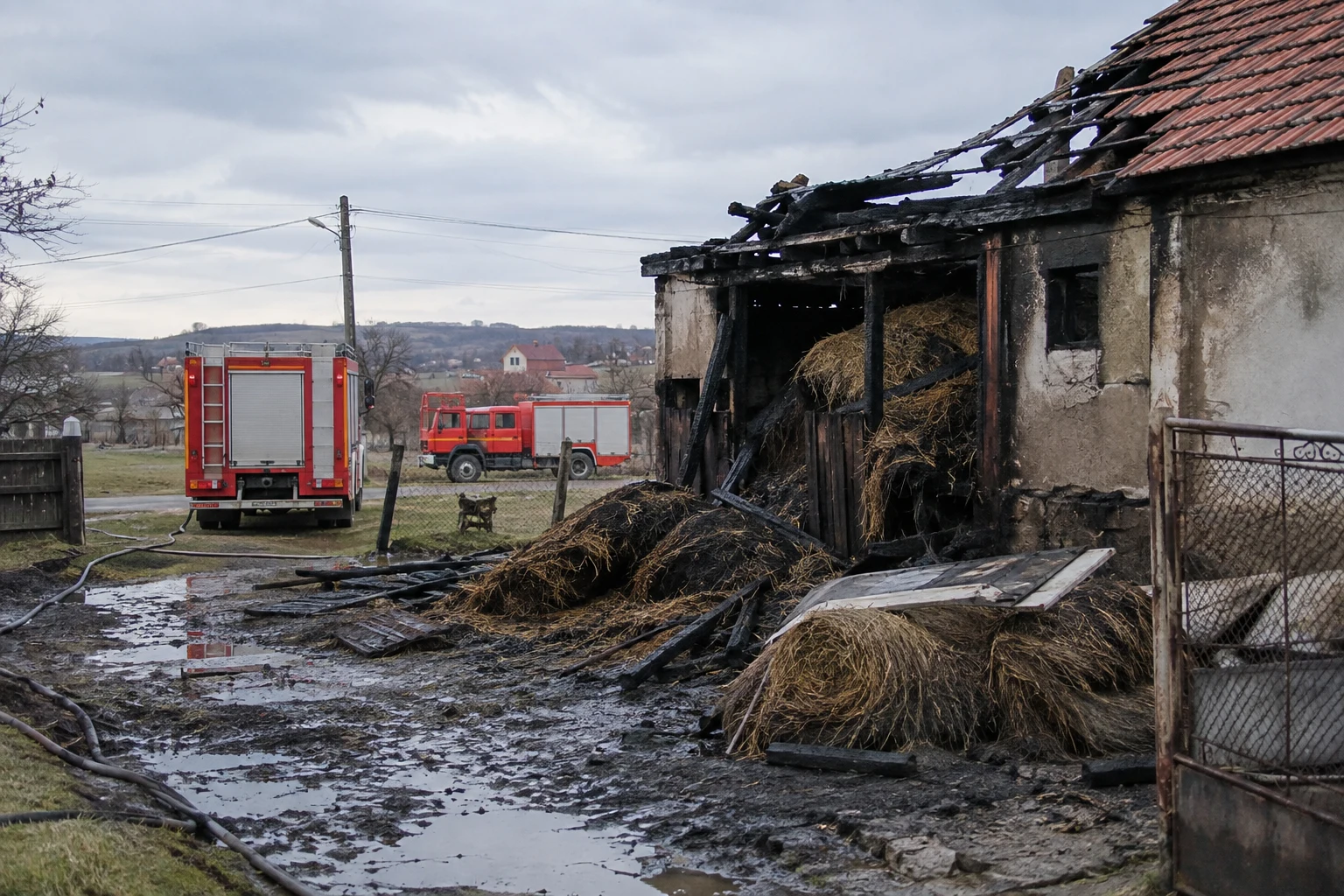 Ciolăneștii din Deal: incendiu la casă și anexă, lichidat în ~4 ore