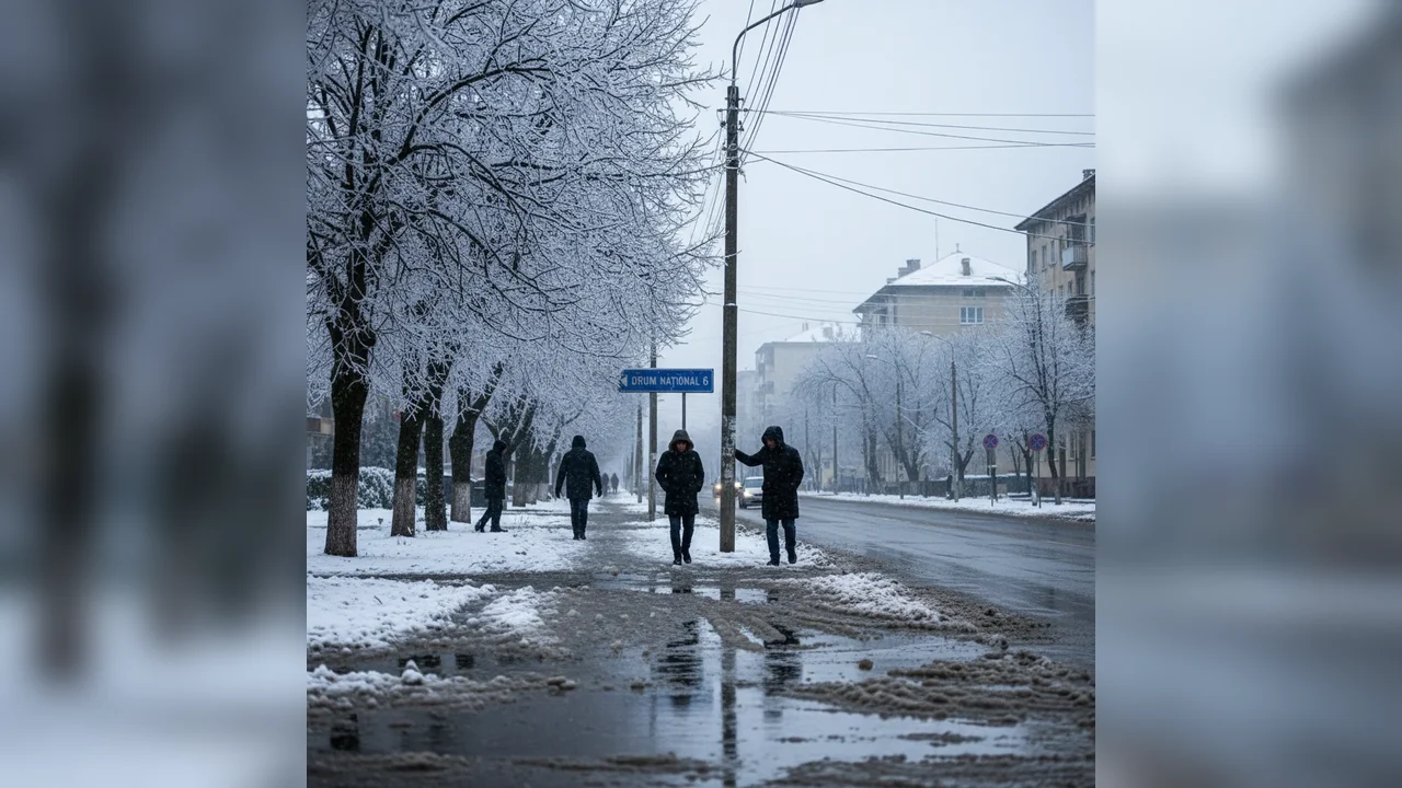 Cod galben de precipitații mixte și polei în Alexandria și restul județului Teleorman