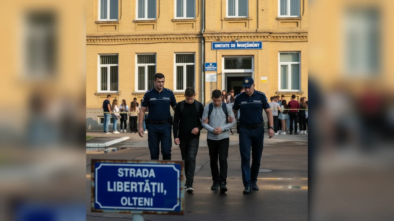 Doi adolescenți din Olteni, luați în custodia poliției după ce au bătut un coleg în incinta unei școli