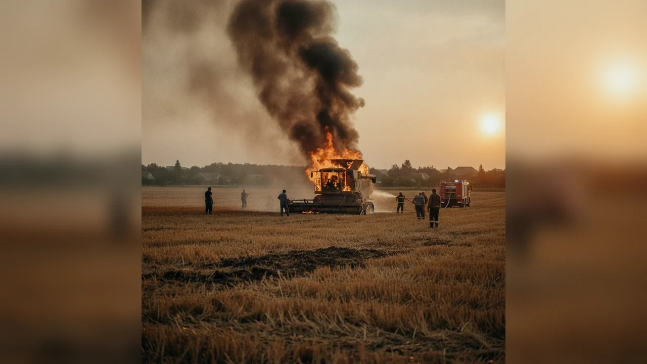 Incendiu la combină agricolă în Nenciulești, Teleorman