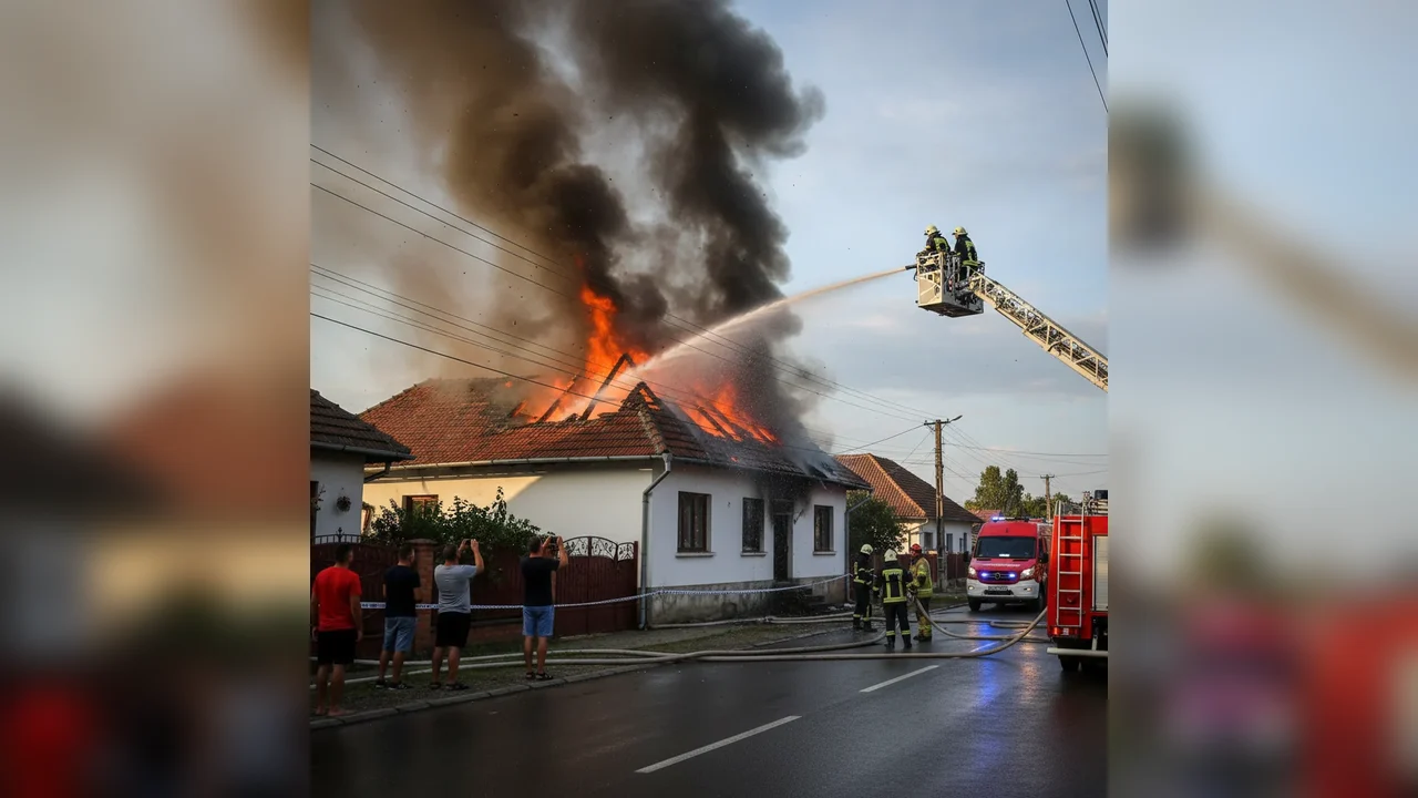 Incendiu pe acoperiș în Plosca provocat de scurtcircuit